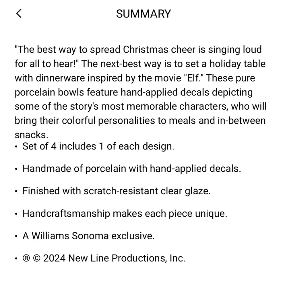 NEW without box Williams Sonoma Elf Cereal Bowls (4)